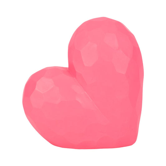 Pink geometric heart shape on a white background.