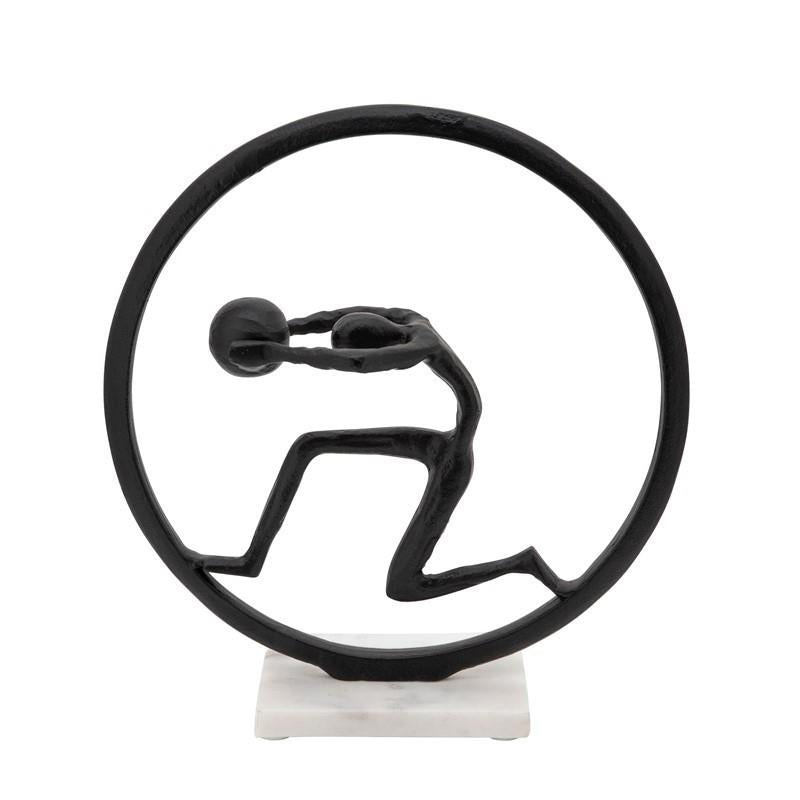 Picture of Man w/ Ball in Hoop Sculpture Black