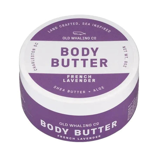 Purple-labeled body butter, French lavender scent, 8oz.