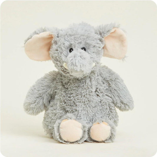 Gray plush elephant toy with floppy ears.