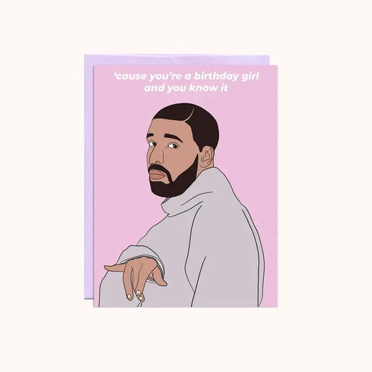 Illustration of a man in a hoodie with birthday text on pink background.