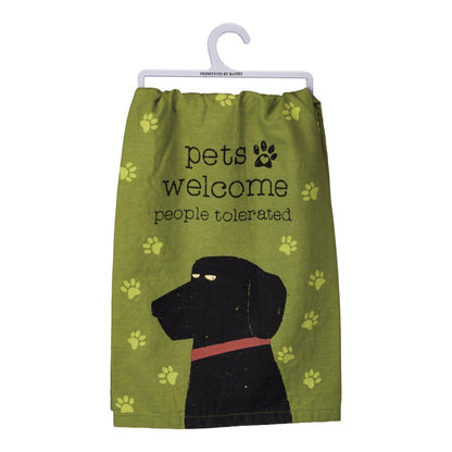 Picture of Pets Welcome People Tolerated Kitchen Towel