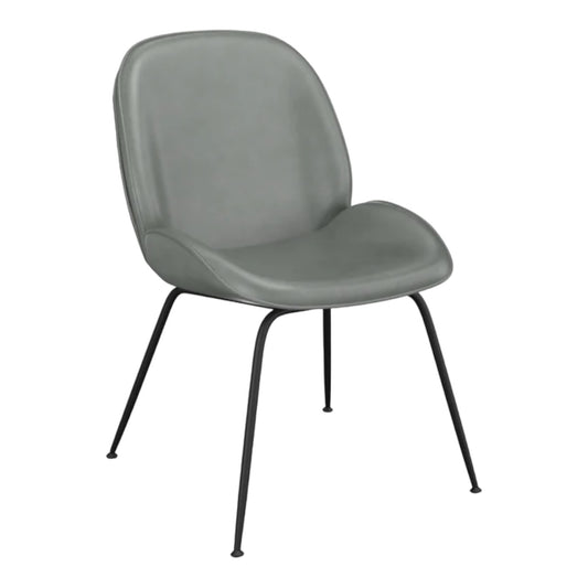 Modern gray chair with black metal legs.