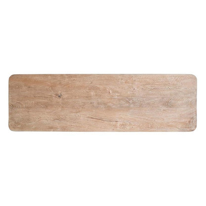 Rectangular wooden tabletop with rounded edges.