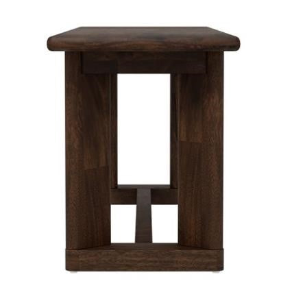 Dark wooden side table with a minimalist design.