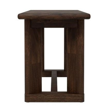 Dark wooden side table with a minimalist design.