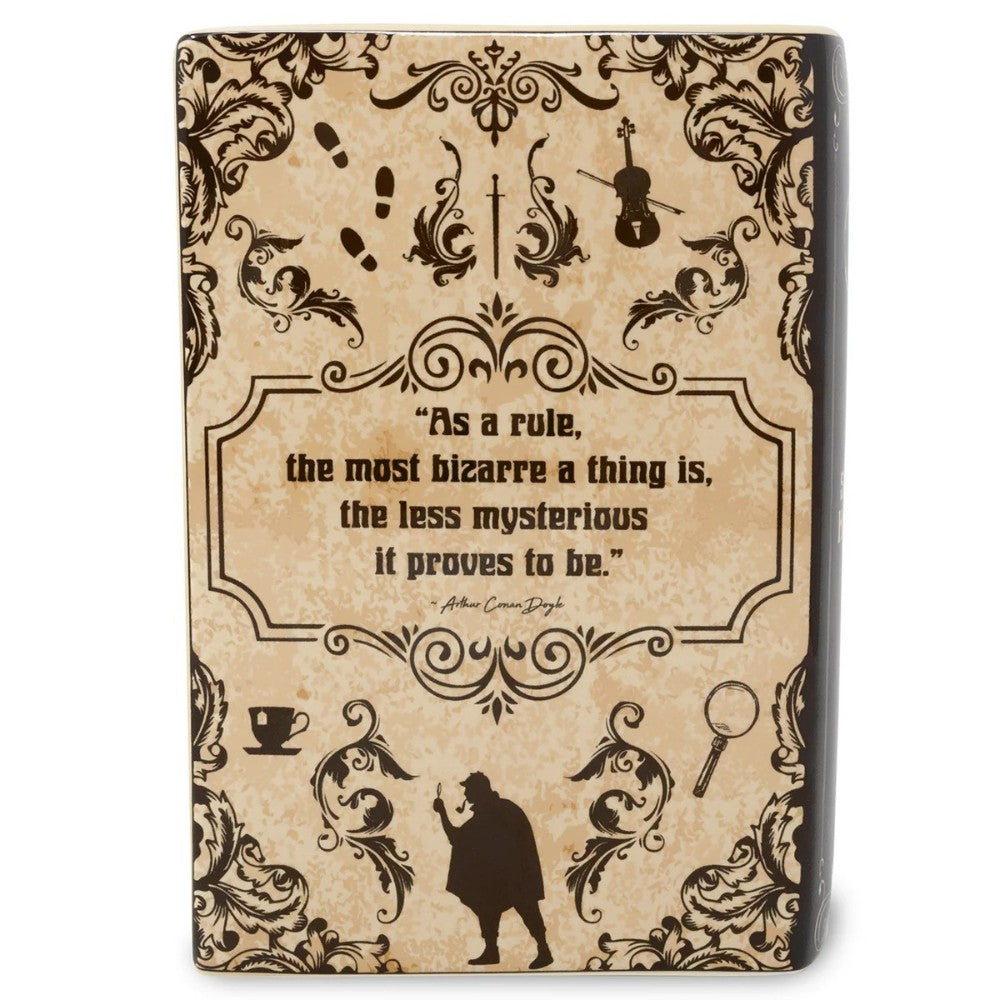 Decorative plaque with a mystery quote and vintage motifs.