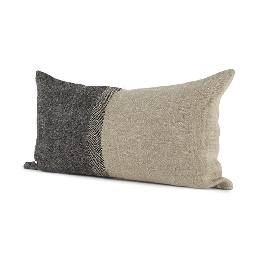 Picture of Izzy Beige & Black Blocked Pillow 14"x26"