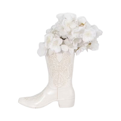 Picture of Cowboy Boot Vase, White