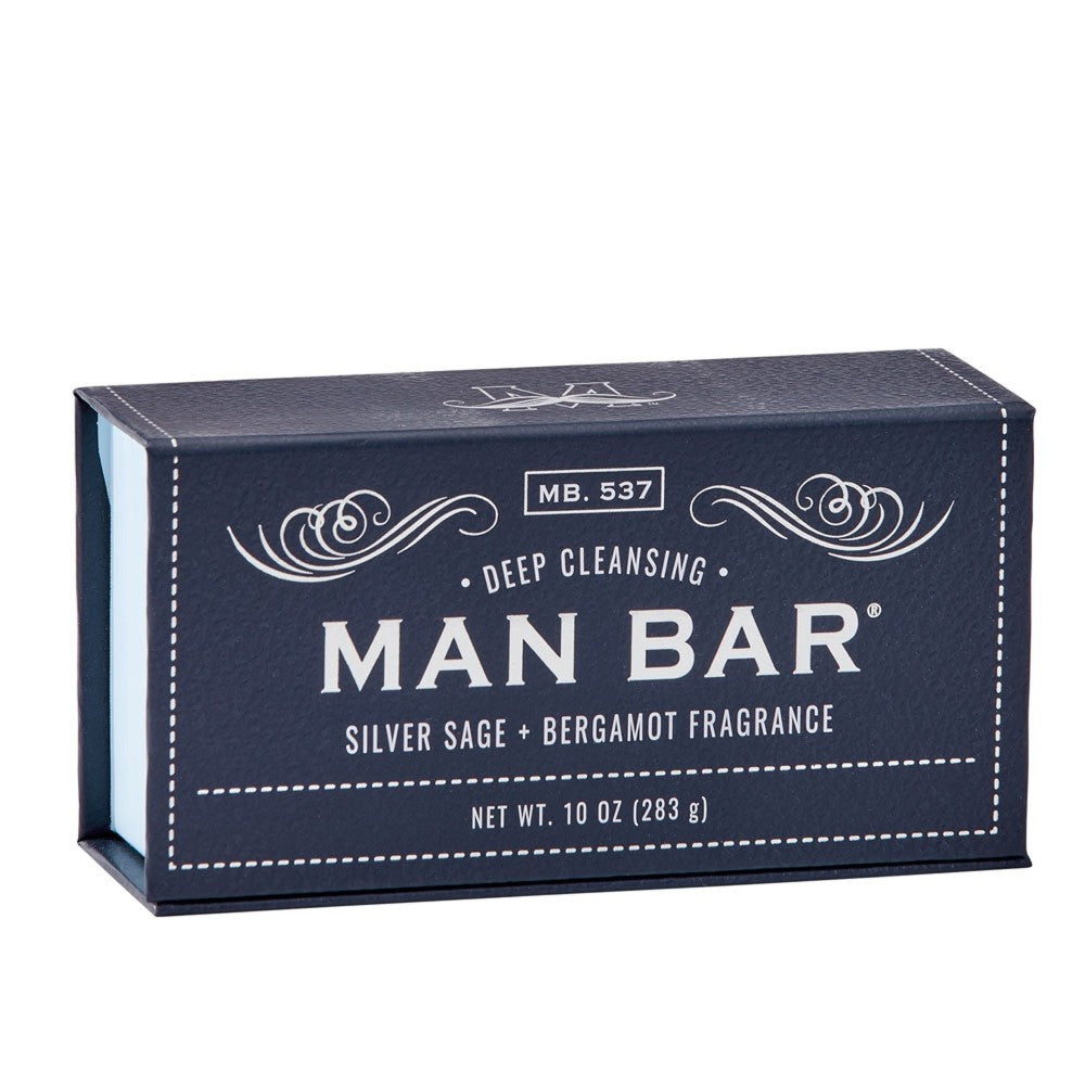Man Bar soap, silver sage and bergamot scent, 10 oz, deep cleansing.
