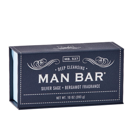 Man Bar soap, silver sage and bergamot scent, 10 oz, deep cleansing.