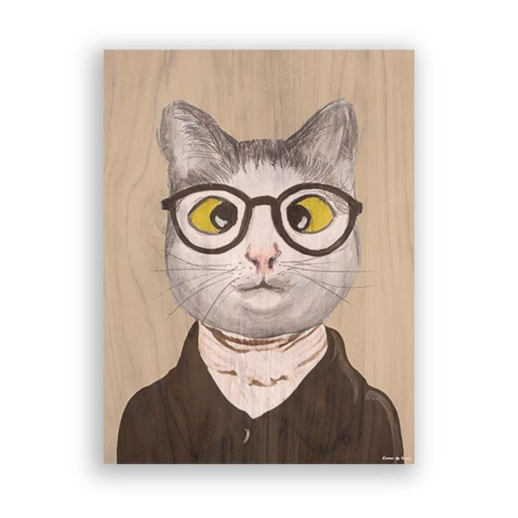 Picture of "Sophisticated Cat" Wood Block Art Print