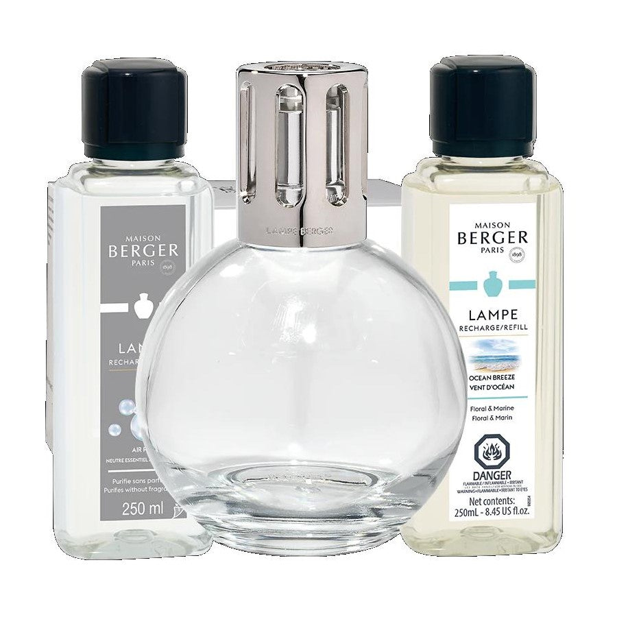 Fragrance lamp with two Maison Berger refills.