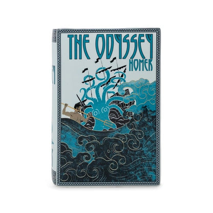 Book cover of "The Odyssey" with an ancient sea monster design.