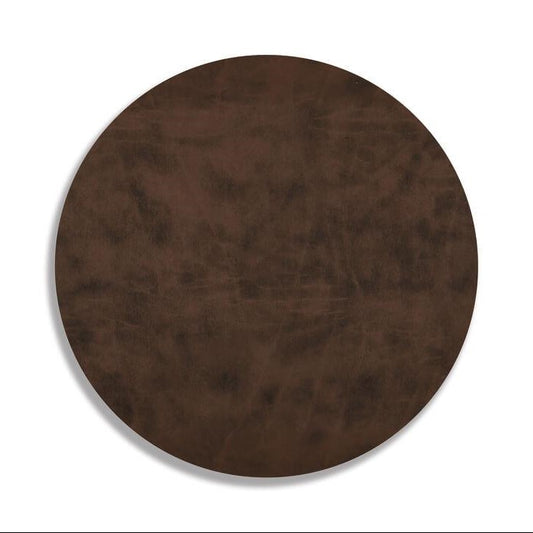 Dark brown textured circle on a white background.