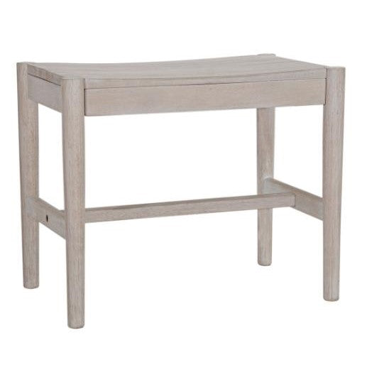 Wooden stool with a flat top and simple design.