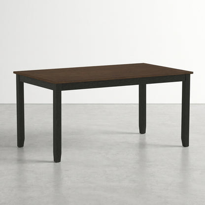 Rectangular wooden table with dark legs.