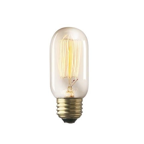 Vintage-style Edison light bulb, glowing filament.
