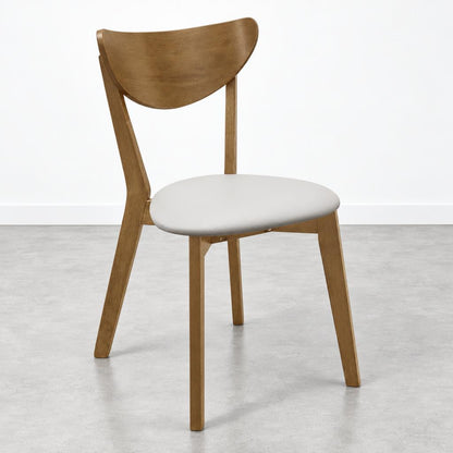 Wooden chair with a white cushioned seat.