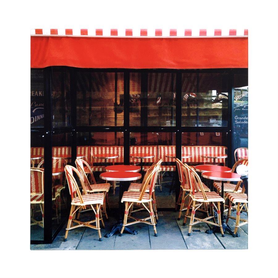 Picture of Red Bistro Seating Tempered Glass Wall Art
