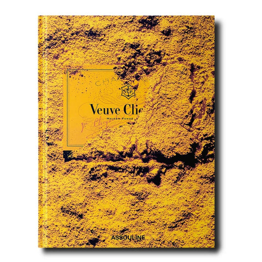 Yellow book cover featuring "Veuve Clicquot" with a textured design.