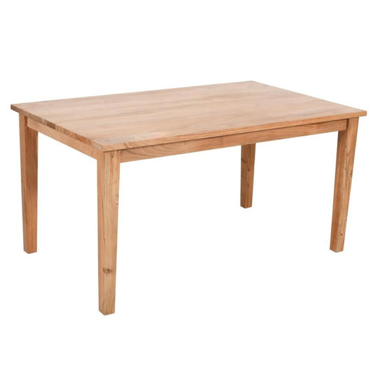 Simple wooden table with four legs.