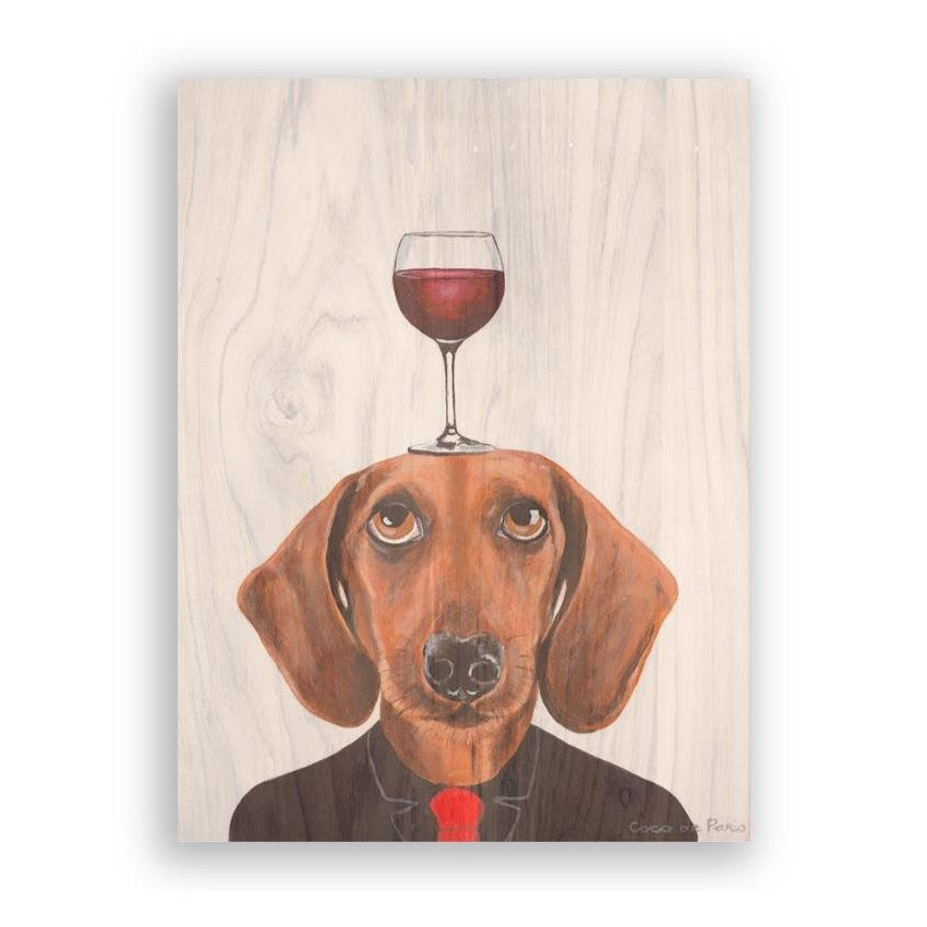 Picture of "Dachshund with Wine Glass" Wood Block Art Print