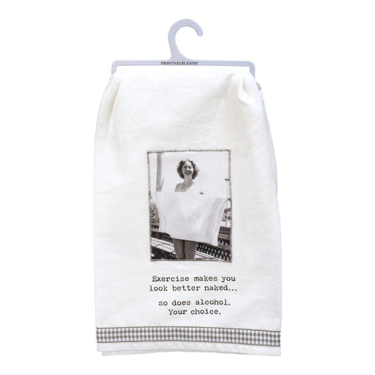 Picture of Exercise Makes You Better Naked Vintage Kitchen Towel