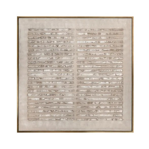 Abstract beige grid pattern on textured canvas.