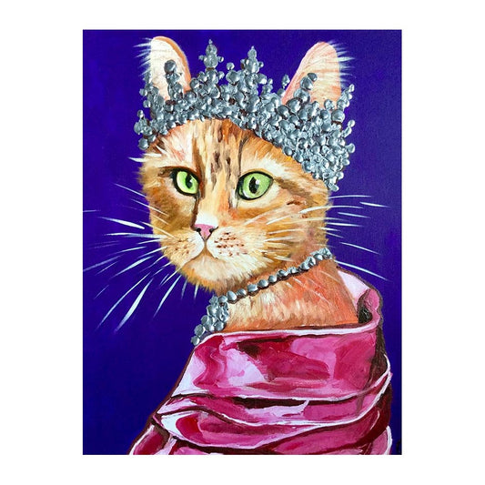 Picture of "Cat Queen Elizabeth II" Wood Block Art Print