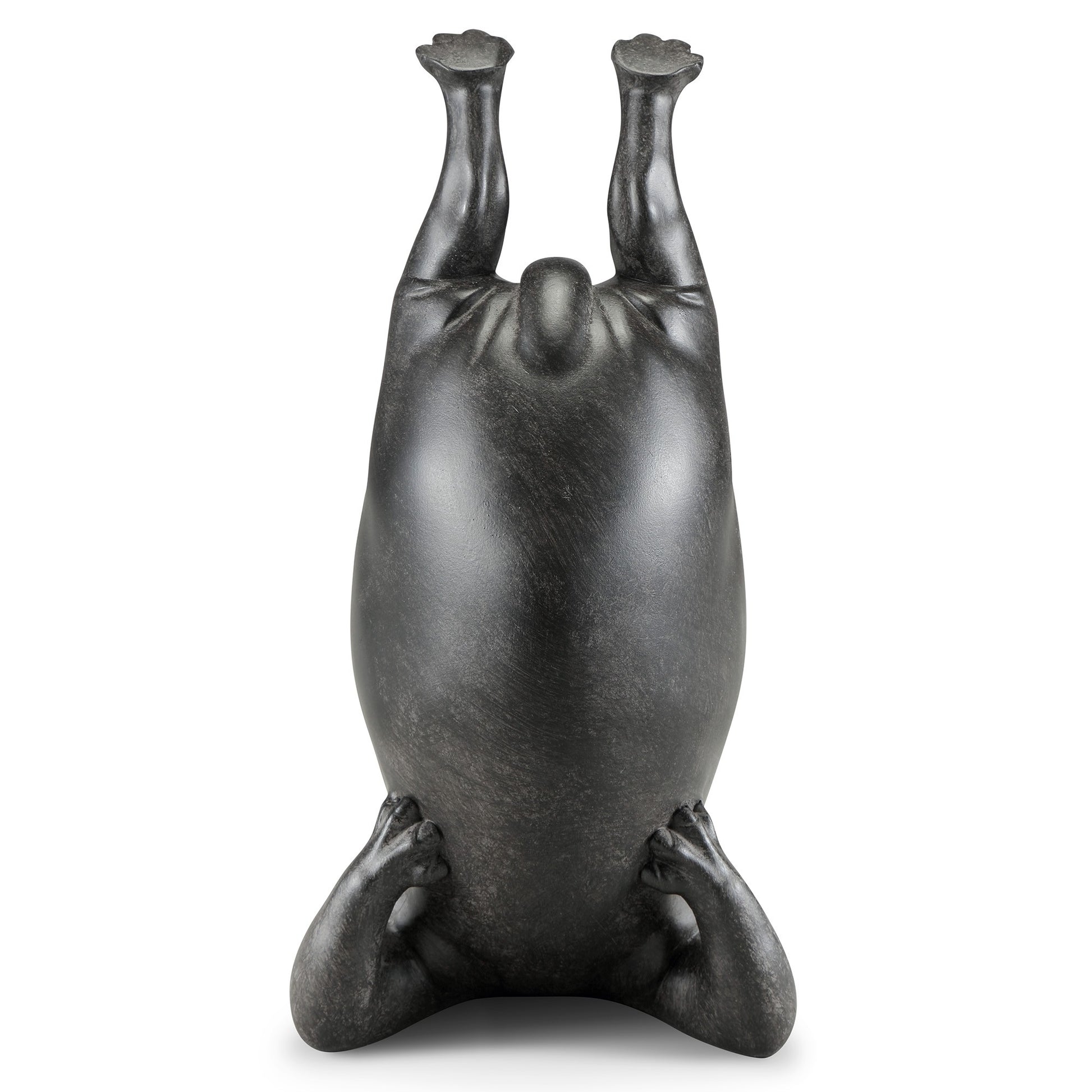 Abstract sculpture of a headstanding figure.