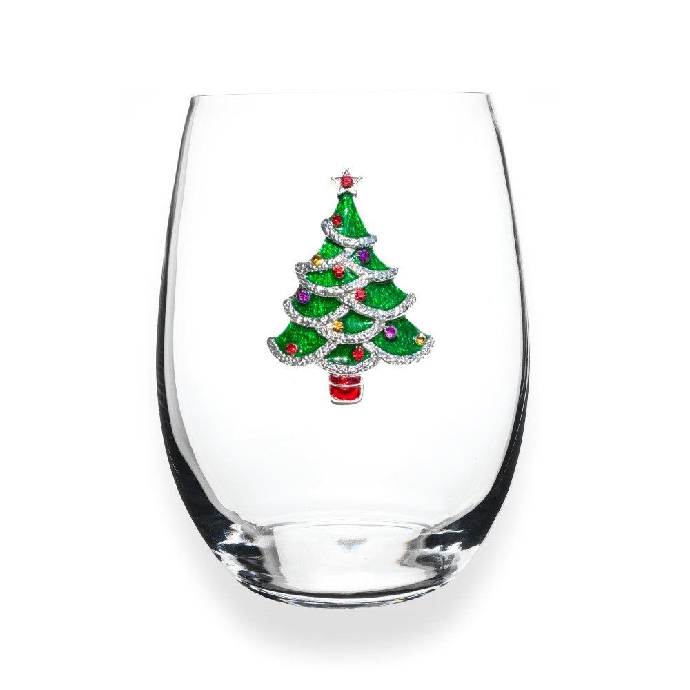 Picture of Christmas Tree Jeweled Stemless Wine Glass