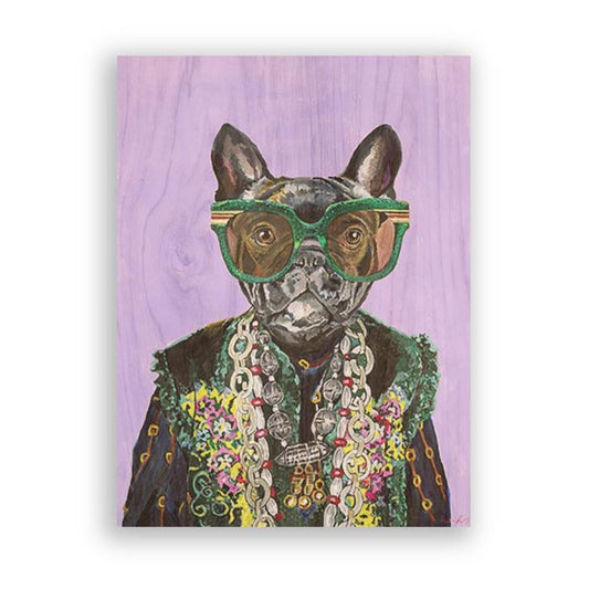 Picture of "Gucci Frenchie on Purple" Wood Block Art Print