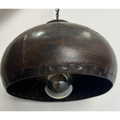 Vintage industrial-style metal pendant light fixture.