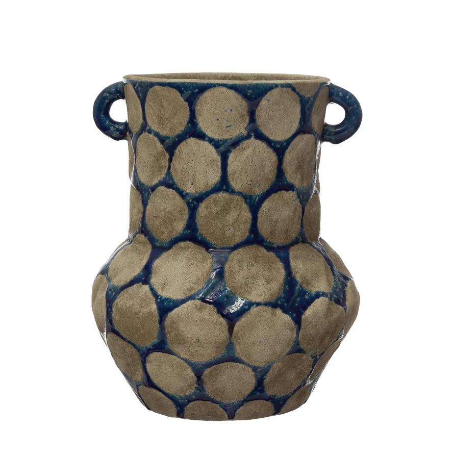 Picture of Wax Relief Dots Blue Vase w/ Handles