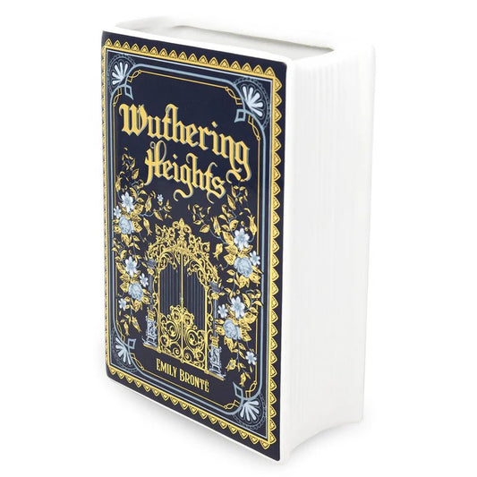 "Wuthering Heights" decorative book with floral and gate design.