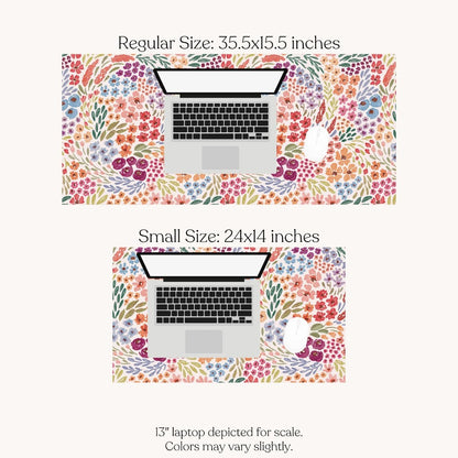 Laptop on floral mouse pads, 2 sizes: 35.5x15.5" and 24x14".