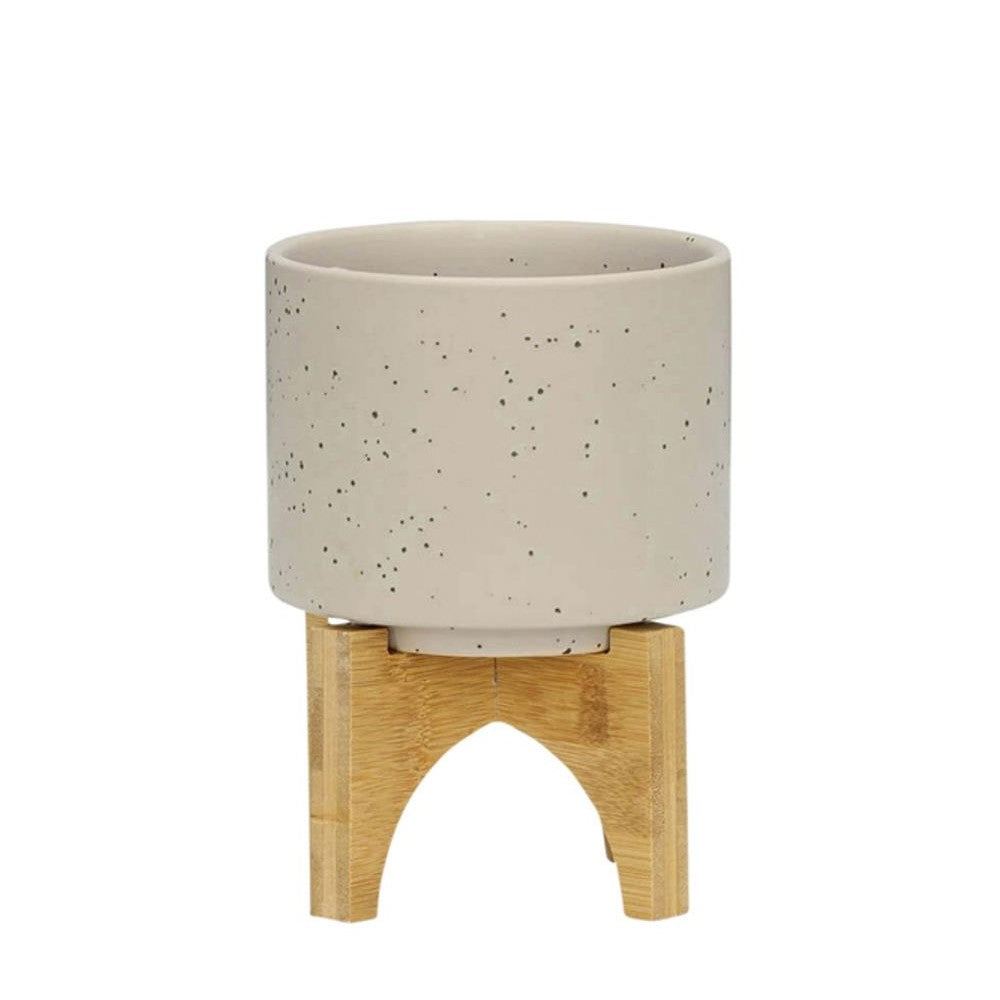 Picture of Matte Beige Planter on Stand, Small