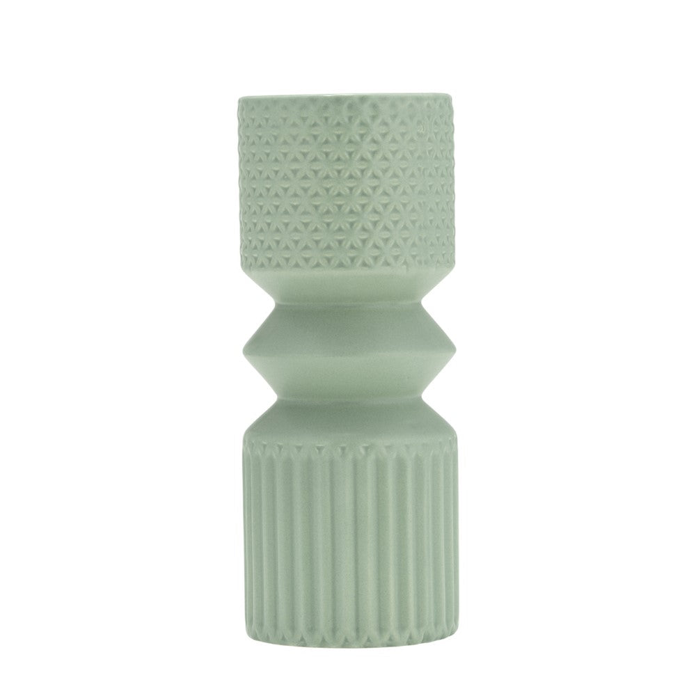 Mint green textured geometric vase.