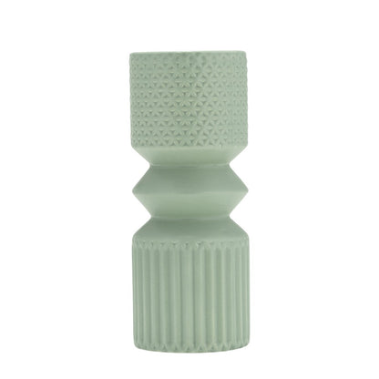 Mint green textured geometric vase.