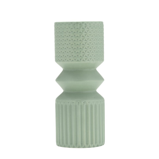 Mint green textured geometric vase.