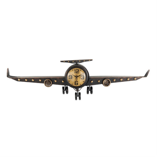 Airplane-shaped wall clock with vintage design.