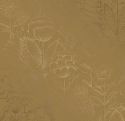 Picture of Tempaper Homestead Floral Metallic Marigold Single Roll Wallpaper
