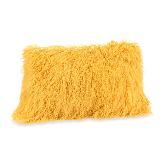 Picture of Lamb Fur Lumbar Pillow, Gold