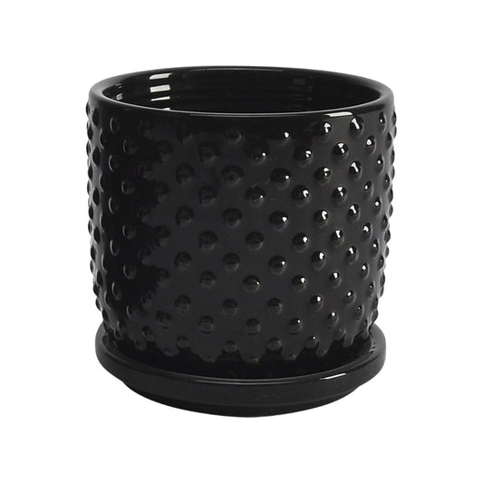 Picture of Black Hobnail Planter with Saucer, Small