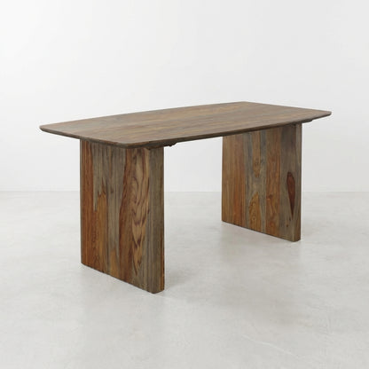 Wooden bench with a simple, rustic design.