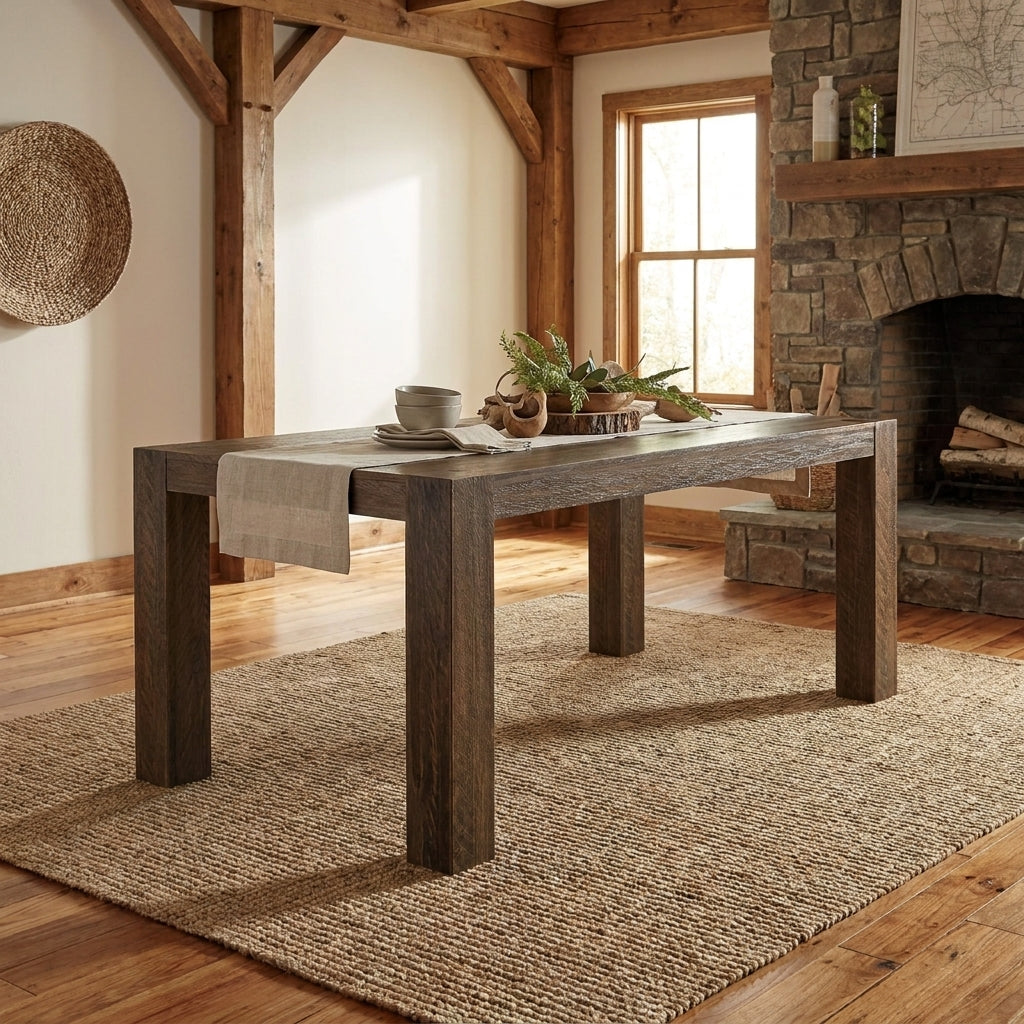 Simple wooden table with a rectangular design.