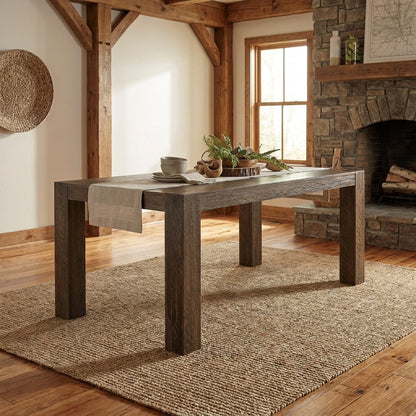 Simple wooden table with a rectangular design.