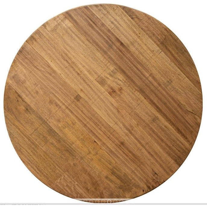 Round wooden surface with a natural finish.