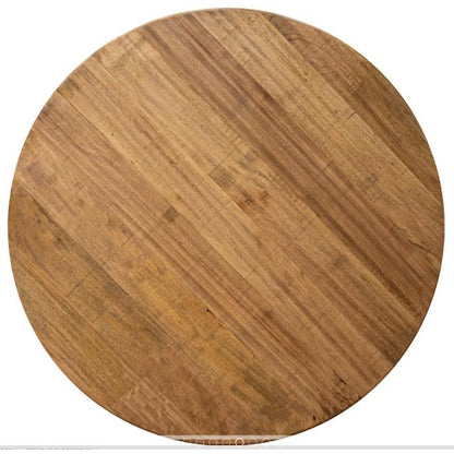 Round wooden surface with a natural finish.